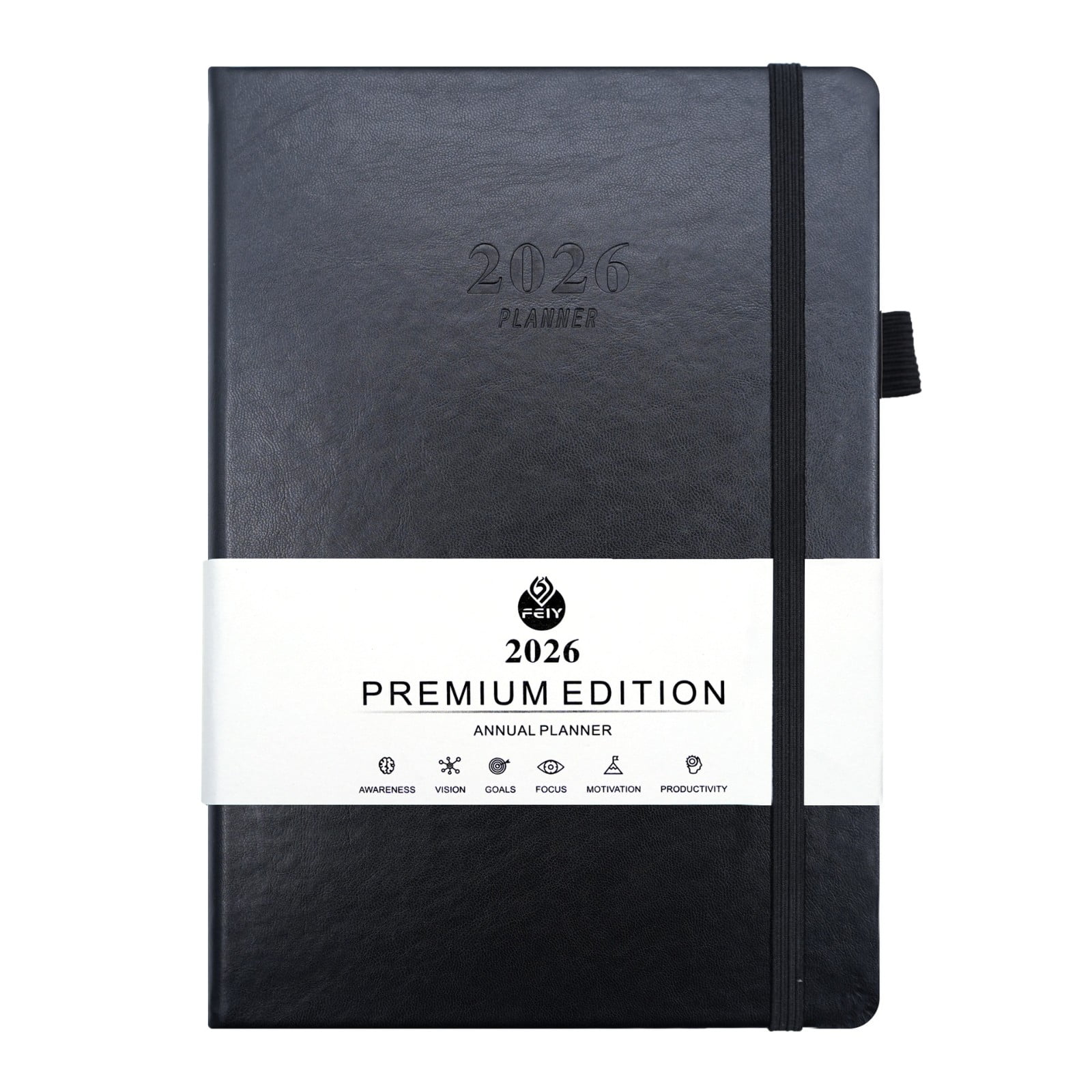 2026 Planner, Weekly and Monthly Calendar Planner Book,Jan 2026 - Dec 2026, Leather Hardcover Spiral Planner with Pen Loop, Elastic Closure, Perfect for Women & Men, A5(8.5" x 5.7")