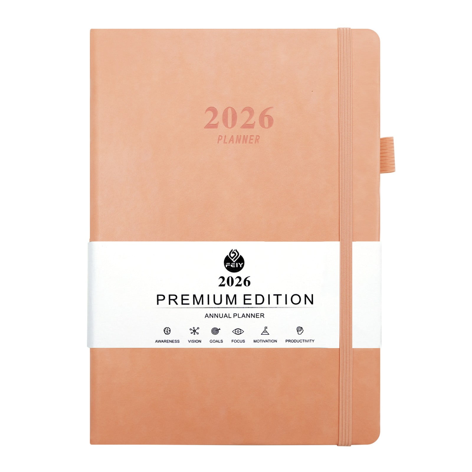 2026 Planner, Weekly and Monthly Calendar Planner Book,Jan 2026 - Dec 2026, Leather Hardcover Spiral Planner with Pen Loop, Elastic Closure, Perfect for Women & Men, A5(8.5" x 5.7")