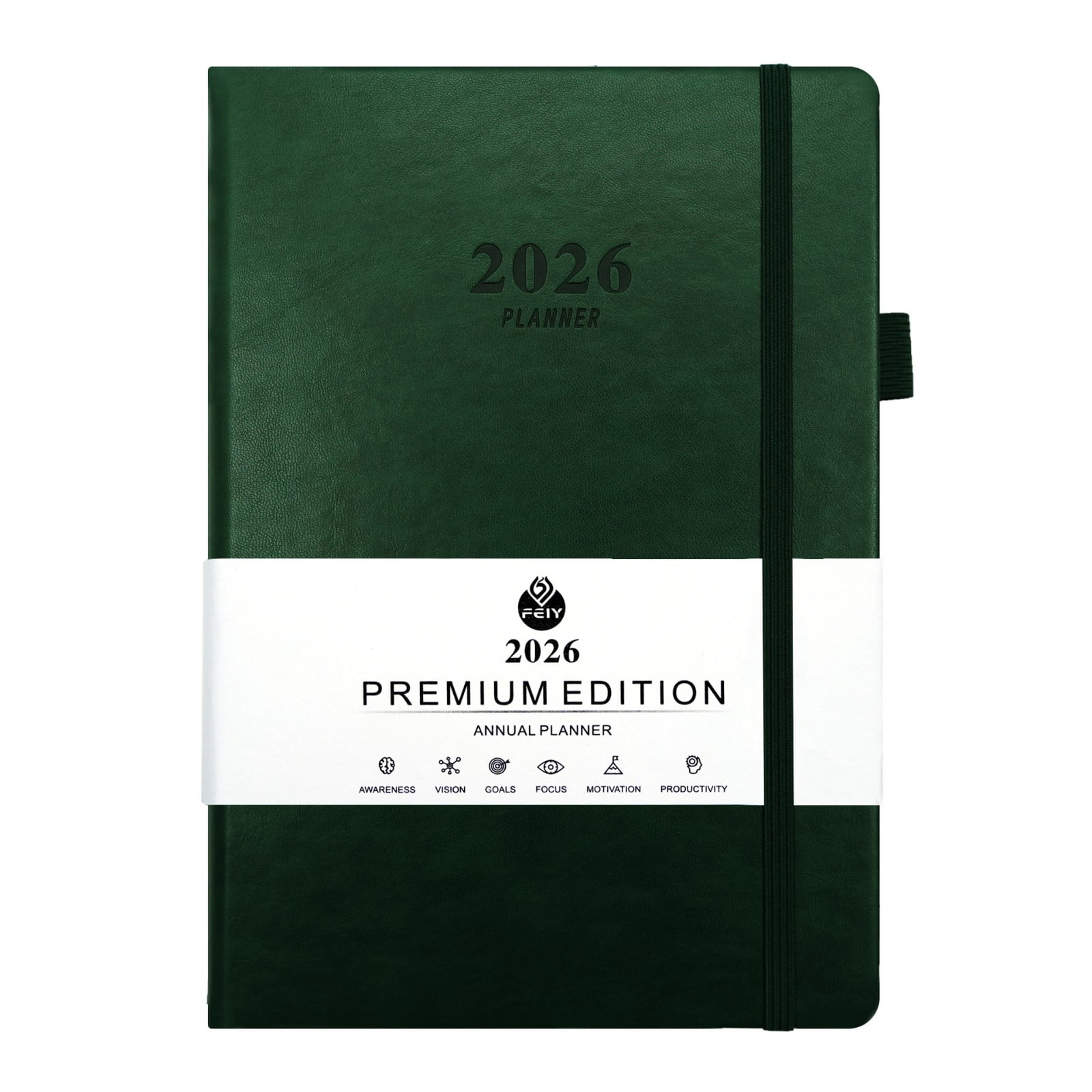 2026 Planner, Weekly and Monthly Calendar Planner Book,Jan 2026 - Dec 2026, Leather Hardcover Spiral Planner with Pen Loop, Elastic Closure, Perfect for Women & Men, A5(8.5" x 5.7")