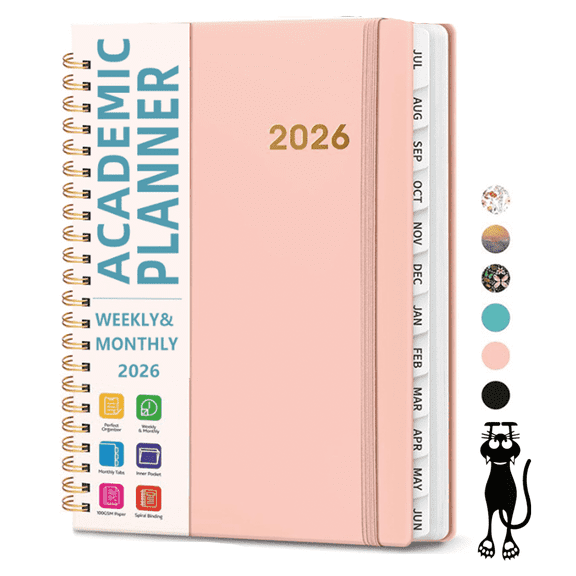 2026 Planner, Weekly and Monthly Calendar Planner for Women, Jan 2026 - Dec 2026, Hardcover Planning Agenda book with Tabs, Spiral Bound, Inner Pocket, Perfect for School Office Supplies ( 6.3" x 8.