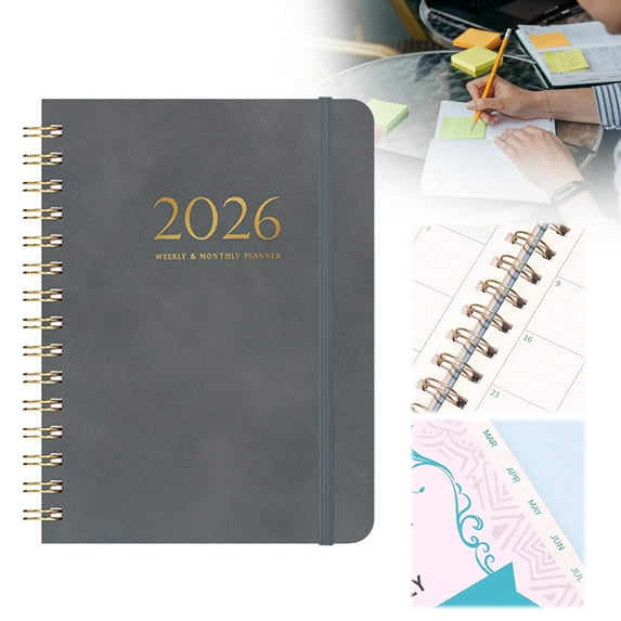 2026 Planner, Weekly and Monthly Planner from January 2026 - December 2026, Notebook Calendar Planner Agenda Planner with Tabs, Inner Pocket, Spiral Binding, Monthly Tab - A5 (6.1" x 8.5")