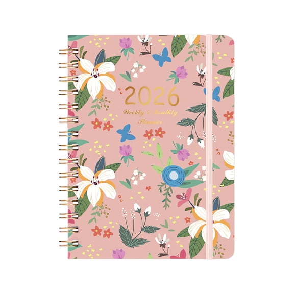 Weekly & Monthly 2026 Planner for Women - 6.3"x8.5" Spiral Bound Hardcover Calendar with Tabs & Inner Pockets