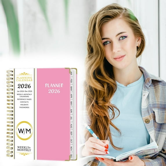 2026 Planner Weekly and Monthly with Tabs,Jan 2026 - Dec 2026 Planner,Appointment Planner with Weekly & Monthly Spread,8.5''x 6.2'',with Pockets,Tabs,Soft Cover(Pink)