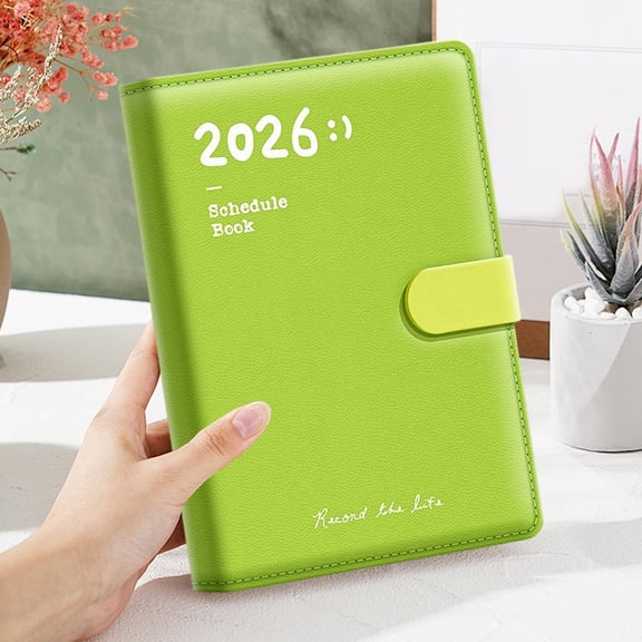 2026 Planner Weekly and Monthly (5.7" x 8.2") Daily Calendar Book with Tabs Vertical Hourly Timeslots,Magnetic Closure , PU Leather Hardcover (Green)
