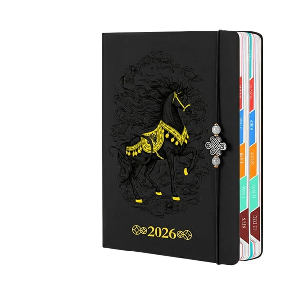 2026 Planner, Work Record Schedule, Daily Weekly Monthly Planning Notebook, Black