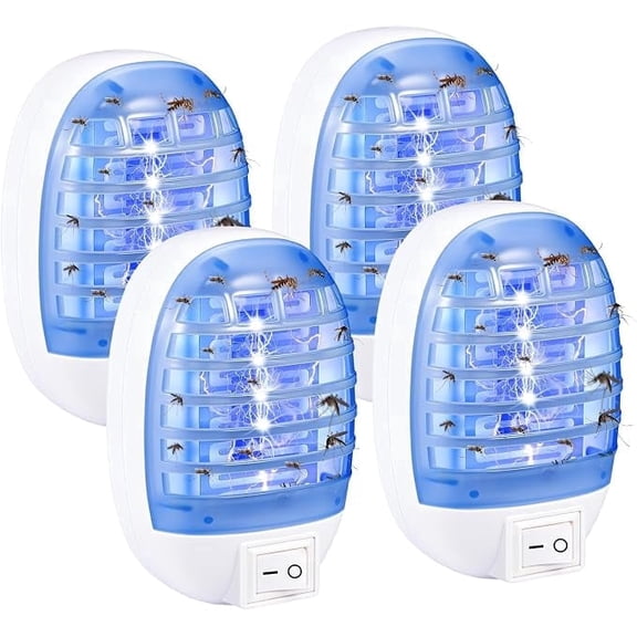 2026 Plug in Indoor Bug Zapper 4 Pack, Blue Light Mosquito Killer Safe for Baby Room & Nursery, Electric Fruit Fly & Gnat Trap for Kitchen & Indoor Plants