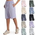 thumbnail image 1 of Plus Size Lightweight Bermuda Shorts for Women Stretch Quick Dry Casual Lounge Hiking Shorts with Storage Pockets Green XL, 1 of 5