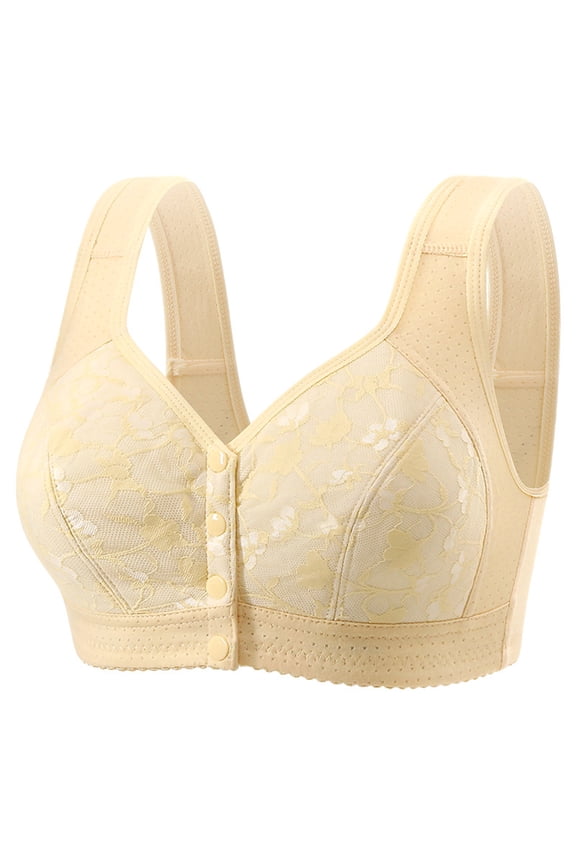 2026 Plus Size Posy Bra - Comfortable Front Button Wireless Shaping Bra, Lace Bras Without Underwire for Middle-Aged and Elderly Complexion 36