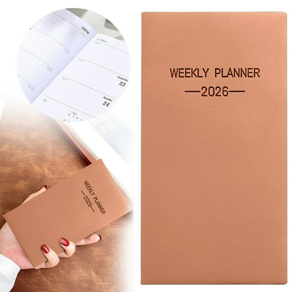 2026 Pocket Calendar,Weekly Planner 2026 A6 Slim Travel Notebook Organizer,Thick 2026 Planner Weekly And Monthly,Leather Hardcover Cover Design,For Office Home Purse Scheduling Planning Supplies(1Pc)