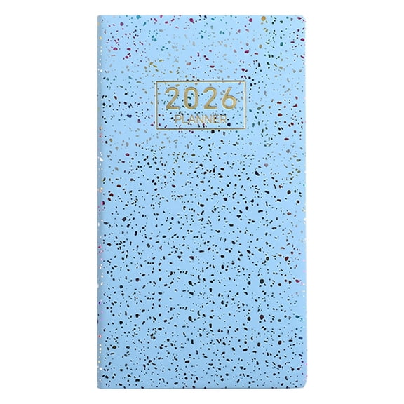 2026 Pocket Planner A6 Mini Weekly Planner - 128 Pages, Blue Starlight Leather Daily Schedule Calendar, Compact 3.78" x 6.8" Notepad for Work, Study, and Travel, Blue, Planner