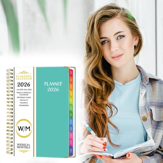 2026 Pocket Weekly And Monthly Schedule Planner With 15-Minute Increments For Daily Time Management - Lake Blue