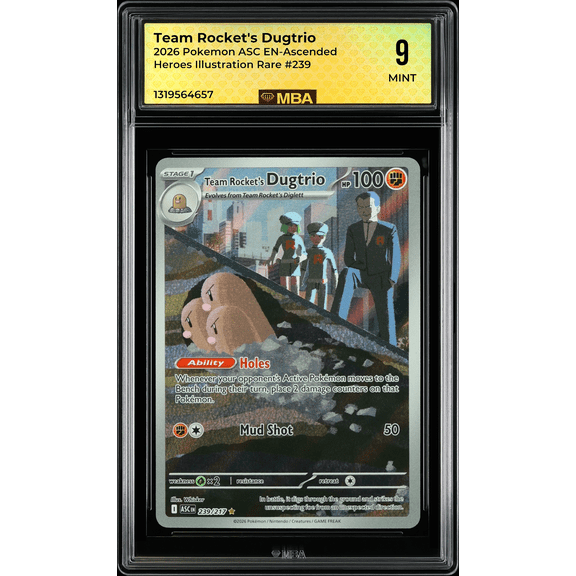 Graded 2026 Pokemon ASC EN-Ascended Heroes Team Rocket's Dugtrio #239 Illustration Rare MBA 9