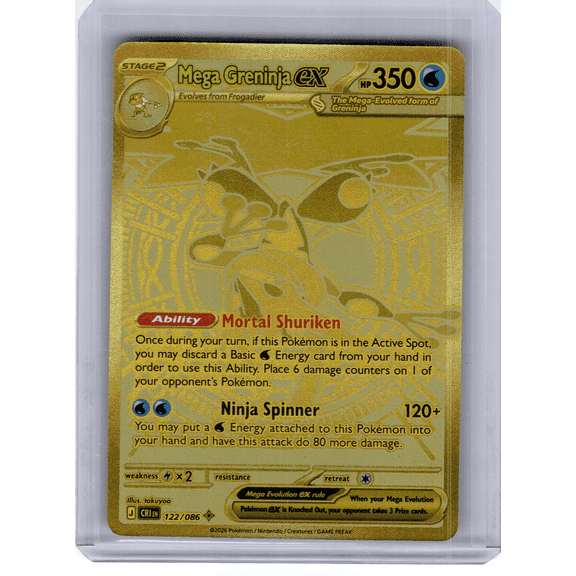 2026 Pokemon Chaos Rising Mega Greninja ex Gold Mega Hyper Rare #122 Trading Card