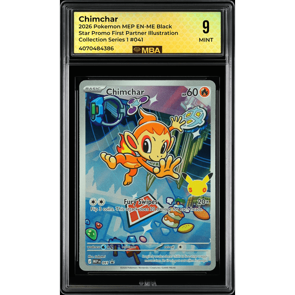 2026 Pokemon MEP EN-ME Black Star Promo Chimchar #041 First Partner Illustration Collection Series 1 MBA 9