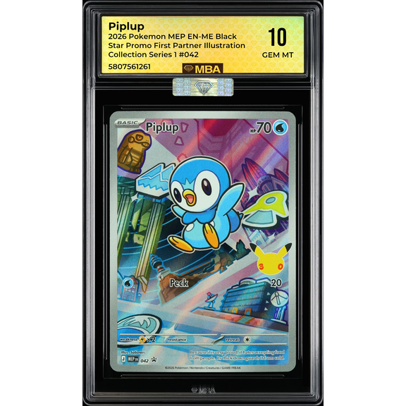 2026 Pokemon MEP EN-ME Black Star Promo Piplup #042 First Partner Illustration Collection Series 1 MBA 10