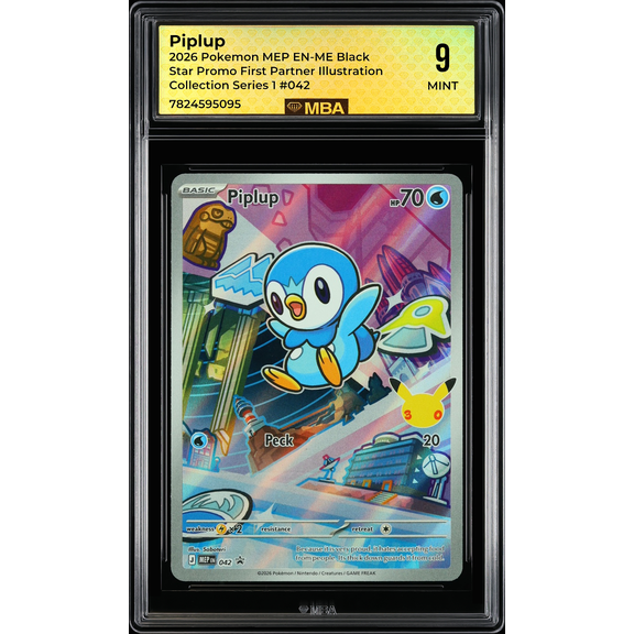 2026 Pokemon MEP EN-ME Black Star Promo Piplup #042 First Partner Illustration Collection Series 1 MBA 9