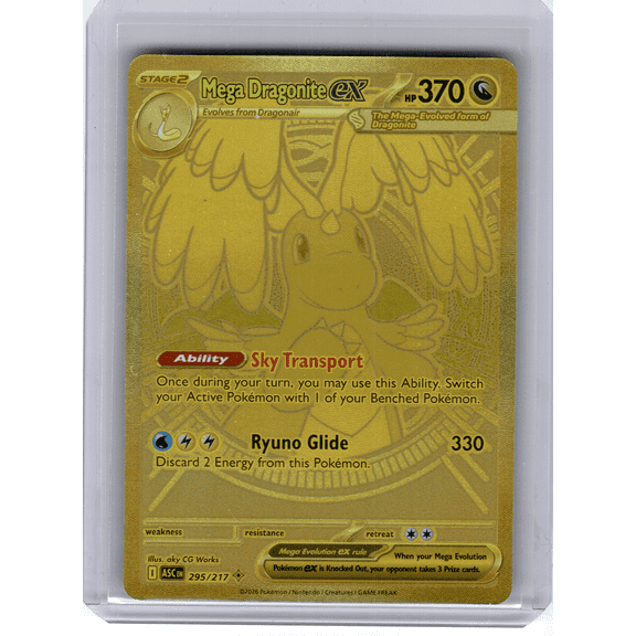 2026 Pokemon Mega Dragonite ex #295 Ascended Heroes Mega Hyper Rare Gold LP Trading Card
