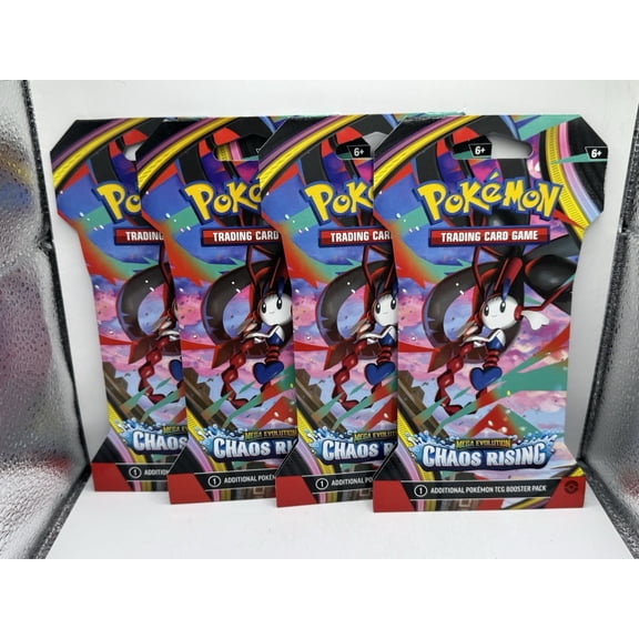 2026 Pokemon Mega Evolution Chaos Rising Sleeved Booster Packs - Lot of 4