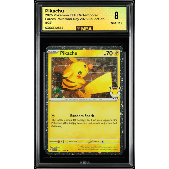 Graded 2026 Pokemon TEF EN-Temporal Forces Pikachu #051 Pokemon Day 2026 Collection MBA 8