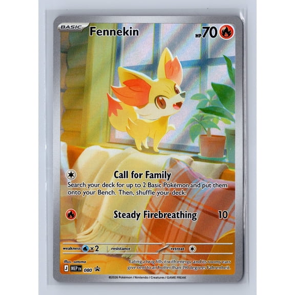 2026 Pokemon Trading Card Mega Evolution Black Star Promo Fennekin Holo #080