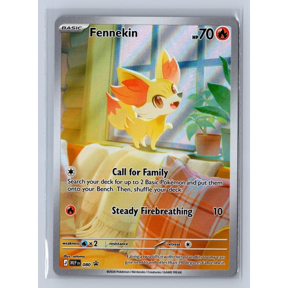 2026 Pokemon Trading Card Mega Evolution Black Star Promo Fennekin Holo #080