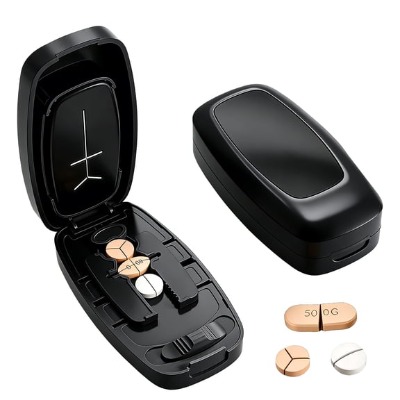2026 Portable Adjustable Pill Cutter, 1/2 1/4 Splitter for Multiple Pills with Accurate Centering Alignment.(Black)
