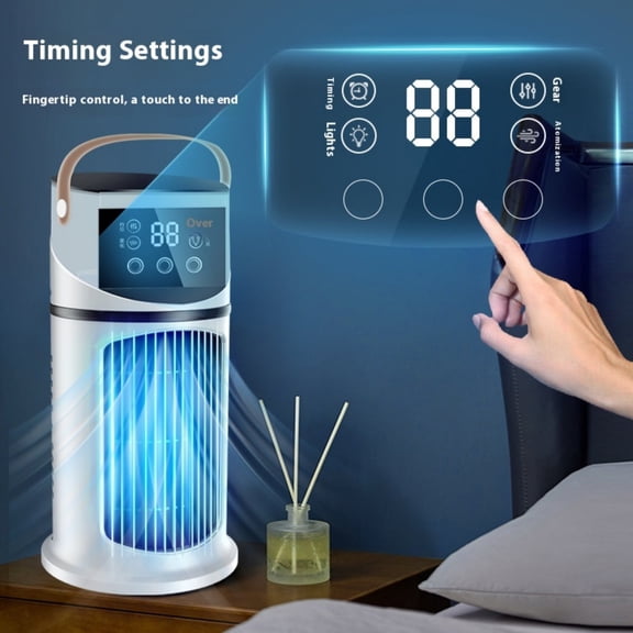 2026 Portable Air Conditioner,Retro Evaporative Personal Air Cooler for Bedroom,6-Speed Mini AC Fan with Humidifier & Misting, Ice-Cube Compatibility, Quiet Small Desk Fan for Office.
