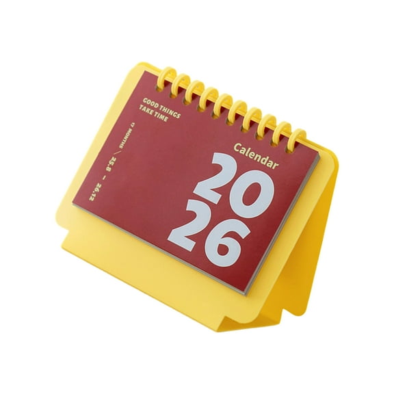 2026 Portable Desktop Calendar Daily with Writing Notepad & Binding Comb for Work Planning