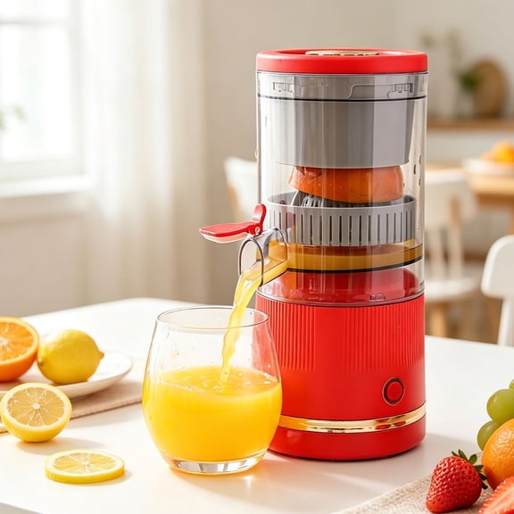 2026 Portable Electric Juicer, Upgraded Automatic Separation Design, USB Rechargeable Citrus Squeezer for Oranges, Lemons, Grapefruit, Fresh Fruit Vegetable Extractor for Travel, Gym, Kitchen, Red