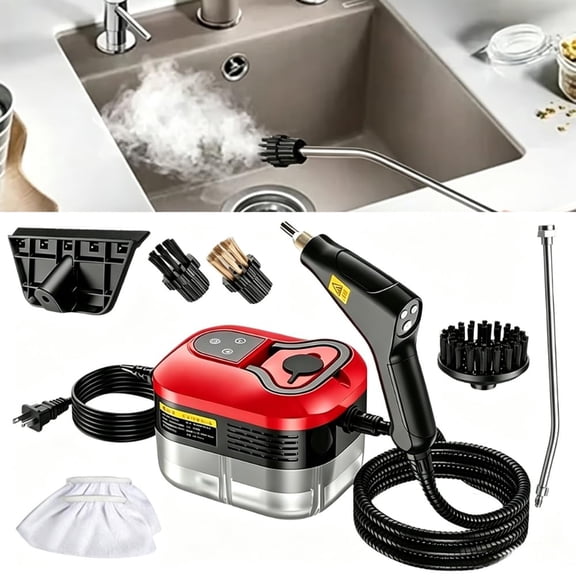 2026 Portable Handheld Steam Cleaner, 2500W High Pressure Steam Cleaner, 229°F High Temperature Pressurized Steam Cleaner with Brushes for Home, Tile, Grout, Car, Kitchen, Furniture Cleaning (Red)