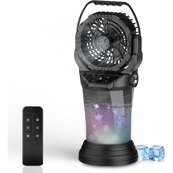 2026 Portable Misting Fan,25000mAh Rechargeable Operated Fan for Outside Patios, 60H Runtime Oscillating Mist Fan with Remote, 2L Water & RGB for Camping, Beach