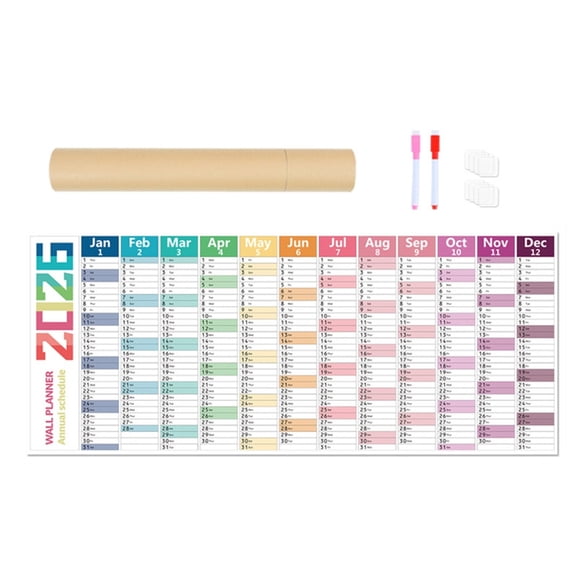 2026 Premium Desk Calendar Sturdy Base Rolled Storage Color Coded Quarter Organization