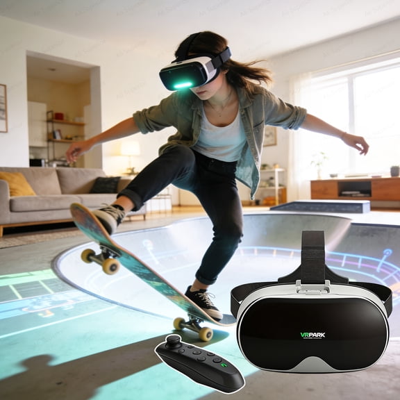 2026 Premium White Portable VR Glasses, Wide Angle IMAX Private Cinema, Breathable Comfort Headset, Phone Compatible with Optional Handle, Travel & Perfect Gift
