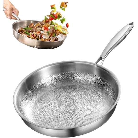 2026 Professional Titanium Frying Pan, Non Stick Uncoated Titanium Pans For Cooking, Lightweight Hammered Titanium Pan For All Cooktops 1PCS