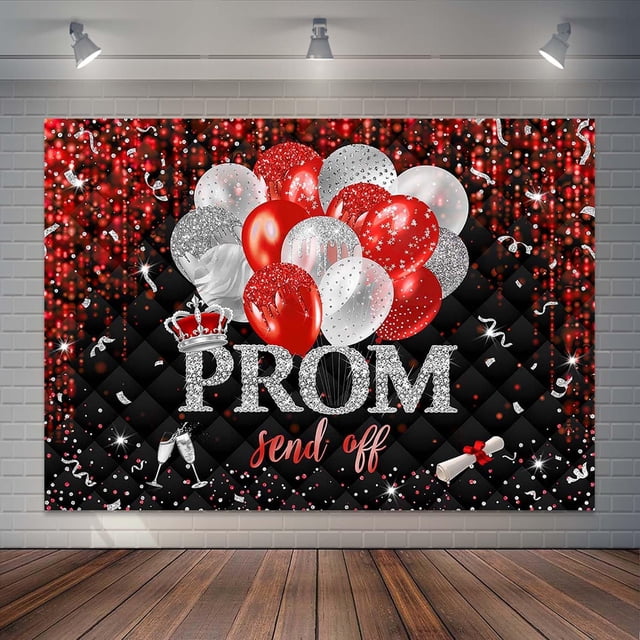 Send Off Backdrop 2026 Prom Send Off Backdrop Black and Red Crown Graduation Photography ...