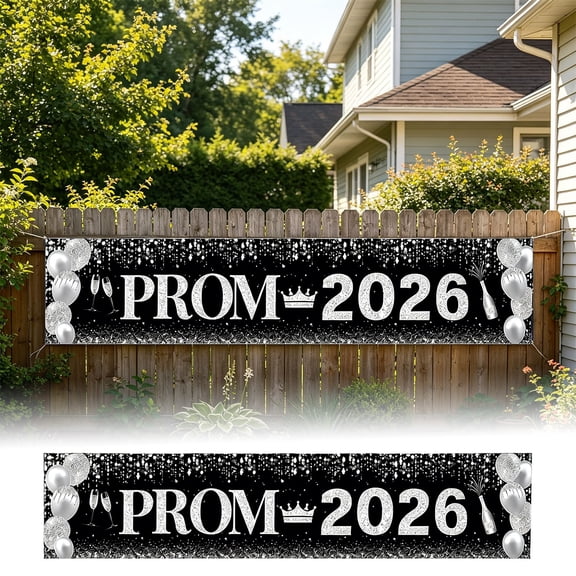2026 Prom Yard Banner Graduation Decoration for Outdoor Garden Courtyard Party Polyester Black