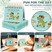 2026 Pun for the Day Desk Calendar Cute Animated Character Art Daily Humorous Motivational Planner Stable Stand Ideal Home Office Desktop Decor Gag Gift