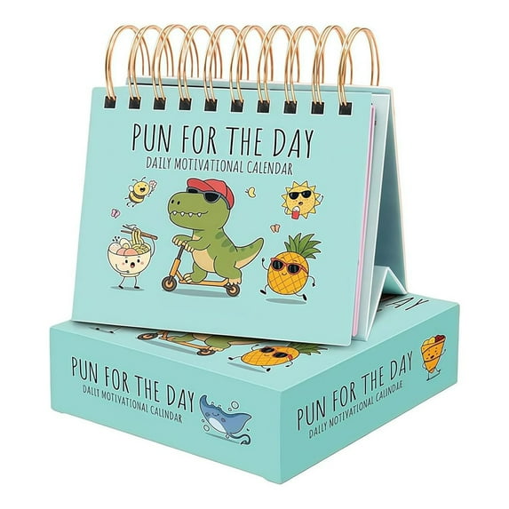 2026 Punny Motivational Desk Calendar, Daily Tear-off Pun Of The Day Jokes & Inspirational Quotes, Flip Table Calendar for Home Office, Funny Desktop Decor Gift, 2026 Jan 1–dec 31