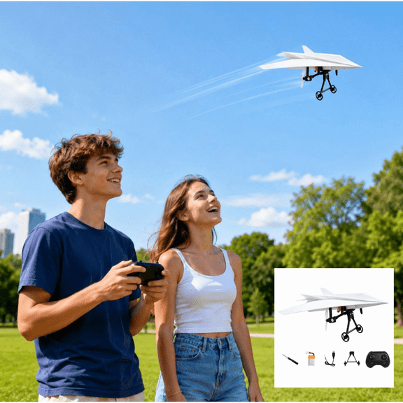 2026 RC Paper Airplane Kit, DIY Electric Remote Control Plane with Gyro Stabilizer and Dual Propellers, 2.4GHz Foldable Glider for Hobbyists