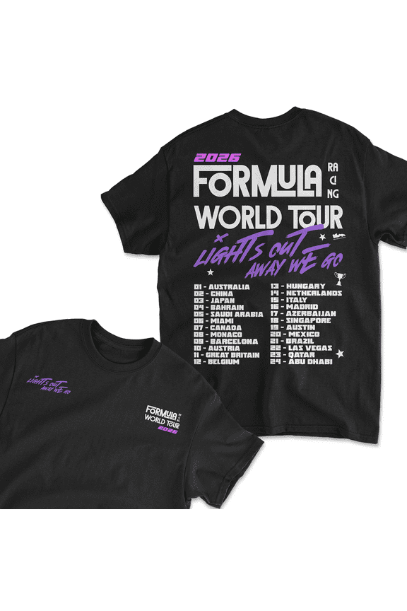 2026 Racing World Tour T Shirt Retro Inspired Racing Style Tee (Black, S)