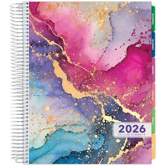 2026 Rainbow Gold Marble 8.5" x 11" Weekly & Monthly Planner, Paperboard Cover (NRY26-DCY-36)$$Office