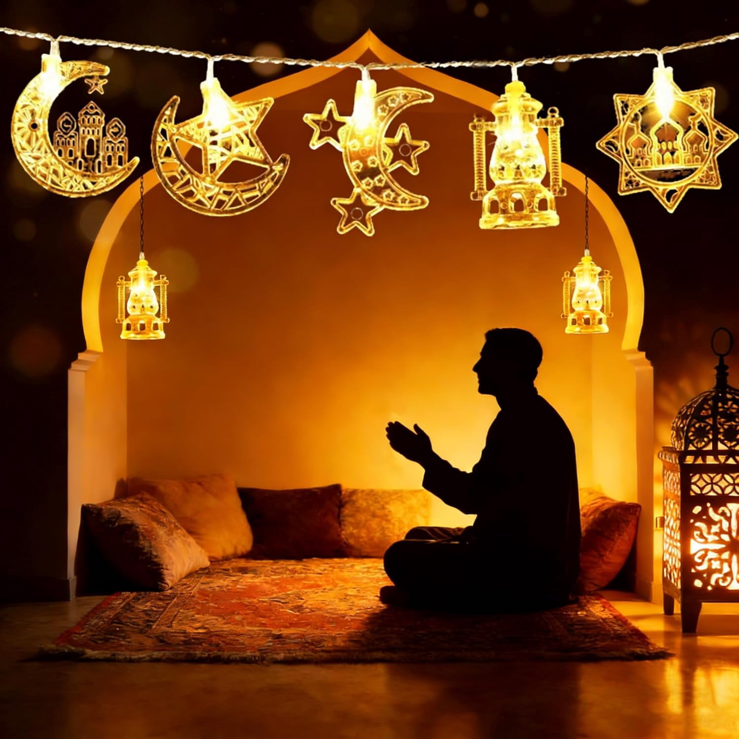 2026 Ramadan String Lights 1.5M 10 LED Lights, 5 Unique Islamic Lantern ...