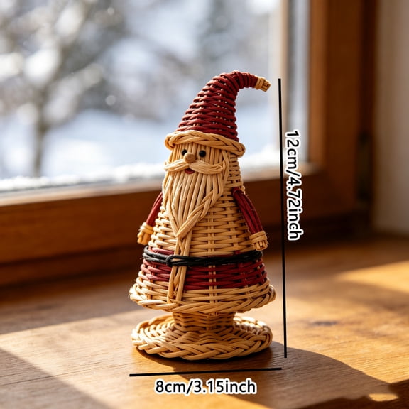 2026 Rattan Christmas Figurine, Hand-Woven Christmas Decor, Neutral Rustic Winter Holiday Centerpiece for Tabletop, Fireplace and Farmhouse Home Decoration