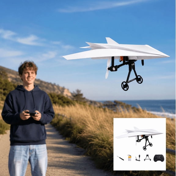 2026 Rc Paper Airplane, Rc Paper Airplane Kit, DIY Electric Remote Control Plane with Gyro Stabilizer and Dual Propellers, Childhood Nostalgia and Modern Engineering