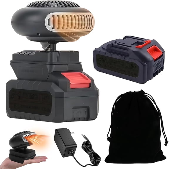 2026 Rechargeable Battery Powered Space Heaters for Indoor Use Cordless, Space Heater Battery Powered with 1/2PCS 1500mah Battery, For Camping, Indoors, Long Heating (2 x Battery)