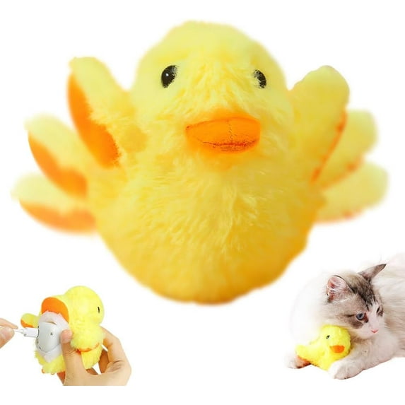 Cat Toy - Rechargeable Flapping Duck with Catnip, Touch-Activated Chirping Sound, Fluttering Wings Interactive Plush, Kitten Kicker Toy for All Breeds(1Pcs, B)