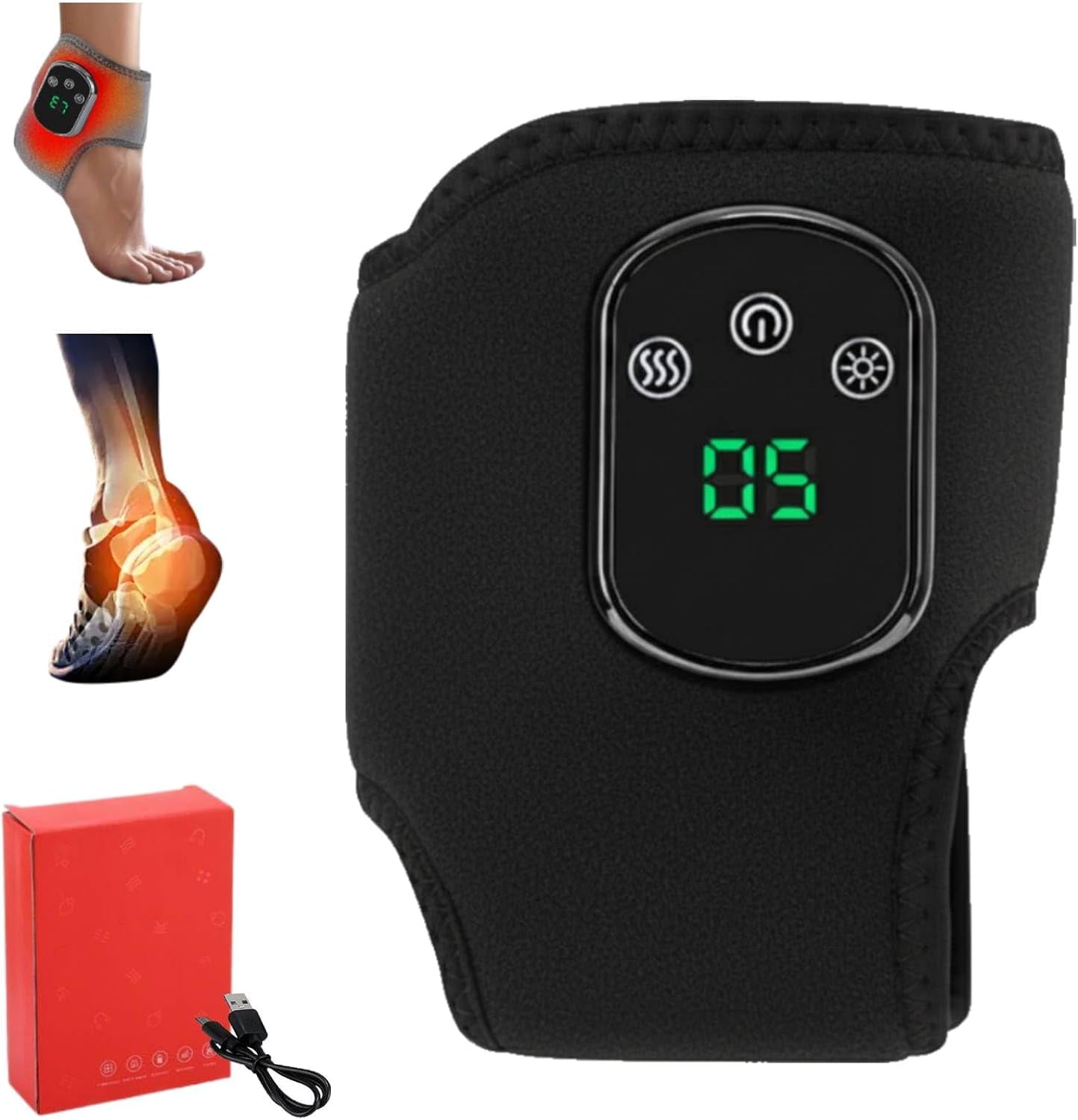 2026 Rechargeable Therapy Foot Massager, 3-in-1 Massage Wireless & Portable with 3 Vibration Mode, 5 Heat Leavel for Pain Relief & Relaxation (Black 1Pcs)
