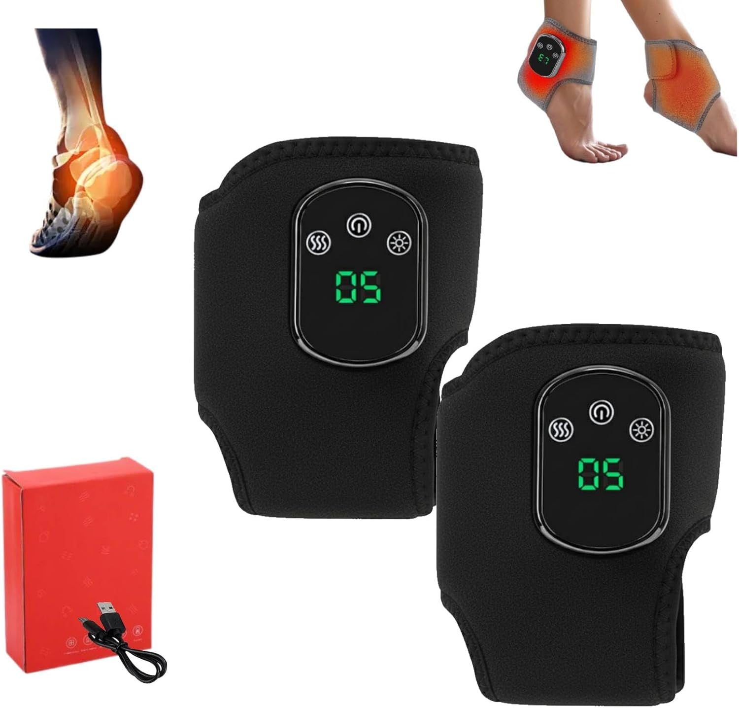 2026 Rechargeable Therapy Foot Massager, 3-in-1 Massage Wireless & Portable with 3 Vibration Mode, 5 Heat Leavel for Pain Relief & Relaxation (Black 2Pcs)