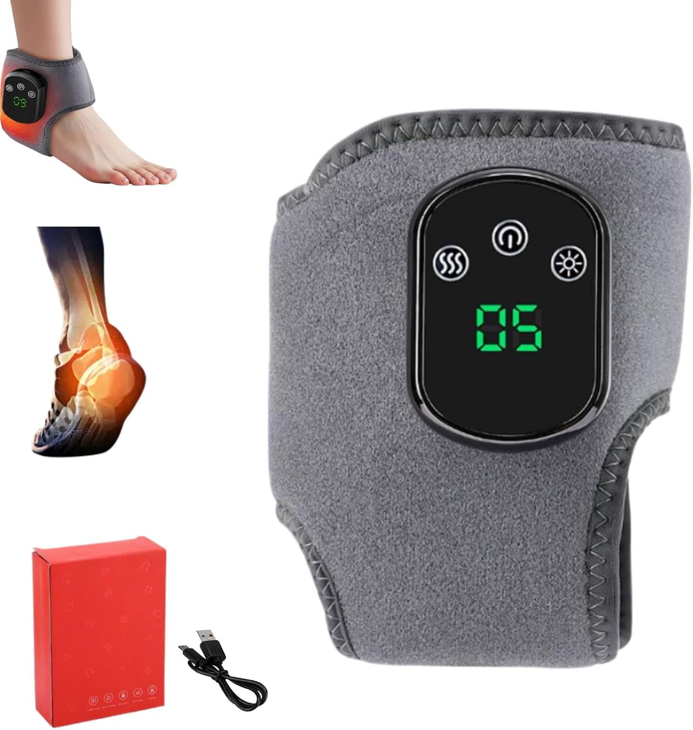 2026 Rechargeable Therapy Foot Massager, 3-in-1 Massage Wireless & Portable with 3 Vibration Mode, 5 Heat Leavel for Pain Relief & Relaxation (Grey 1Pcs)