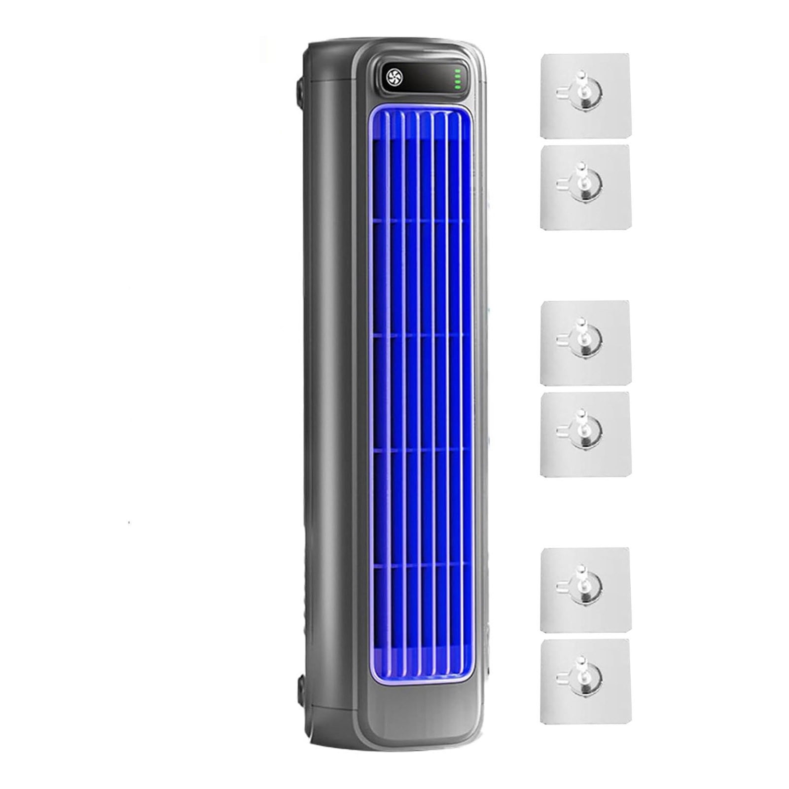 2026 Rechargeable Tower Fan with 6 Non-Marking Hooks, Portable Bladeless Kitchen & Bathroom Fan with 2000mAh Battery, Quiet 3-Speed Desktop Fan for Office, Nightstand and Humid Environments, 1-Pack